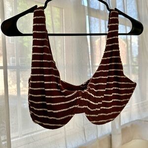 Abercrombie Striped Brown and White Bikini Top